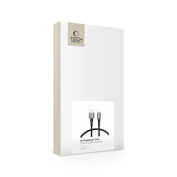 UltraBoost DNA USB-A - USB-C 15W 3A 25 cm kabelis - pelēks