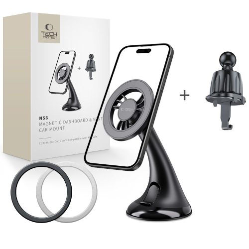 N56 automašīnas viedtālruņa turētājs uz paneļa, vējstikla, radiatora režģa - melns