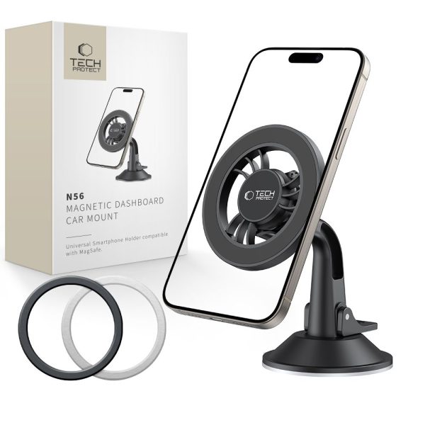 N56 MagSafe viedtālruņa turētājs automašīnas paneļa stiklam - melns