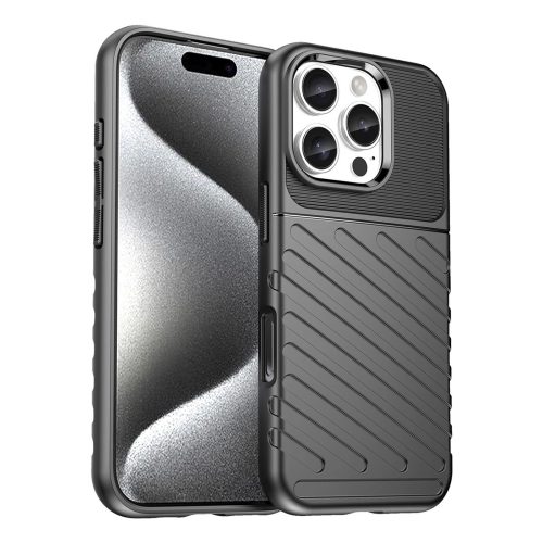 Bruņots silikona maciņš iPhone 16e Thunder Case - melns
