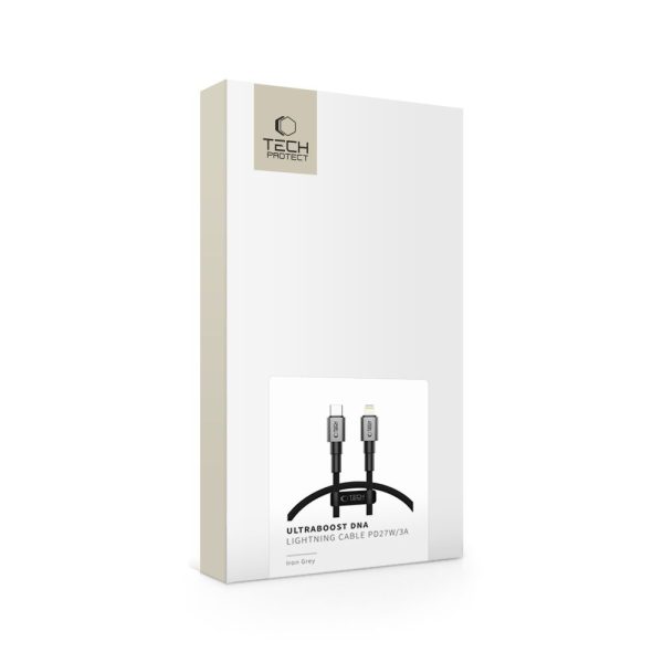 Kabelis USB-C - iPhone Lightning Ultraboost DNA PD 27W 3A 25 cm - pelēks