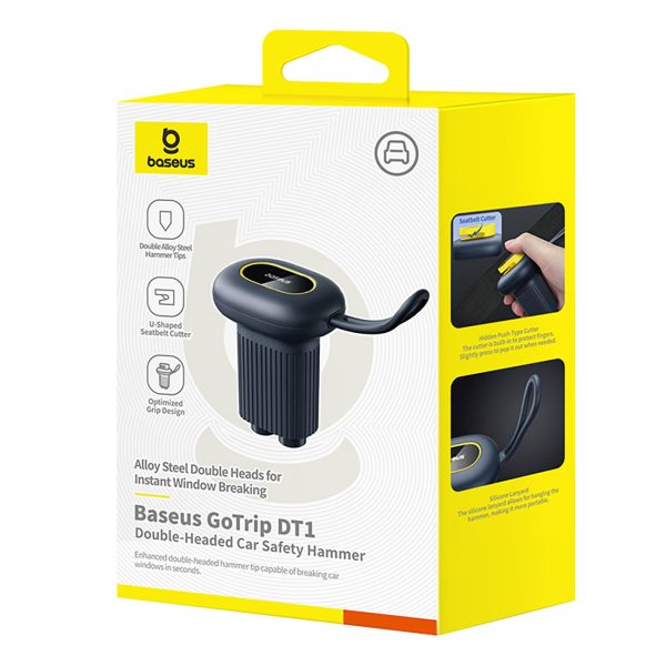 Avārijas automašīnas logu izsitiena āmurs ar drošības jostu griezēju