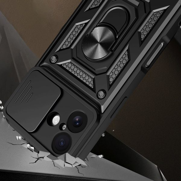 Hybrid Armor Camshield bruņu maciņš ar statīvu un kameras aizsargu iPhone 17 - melns