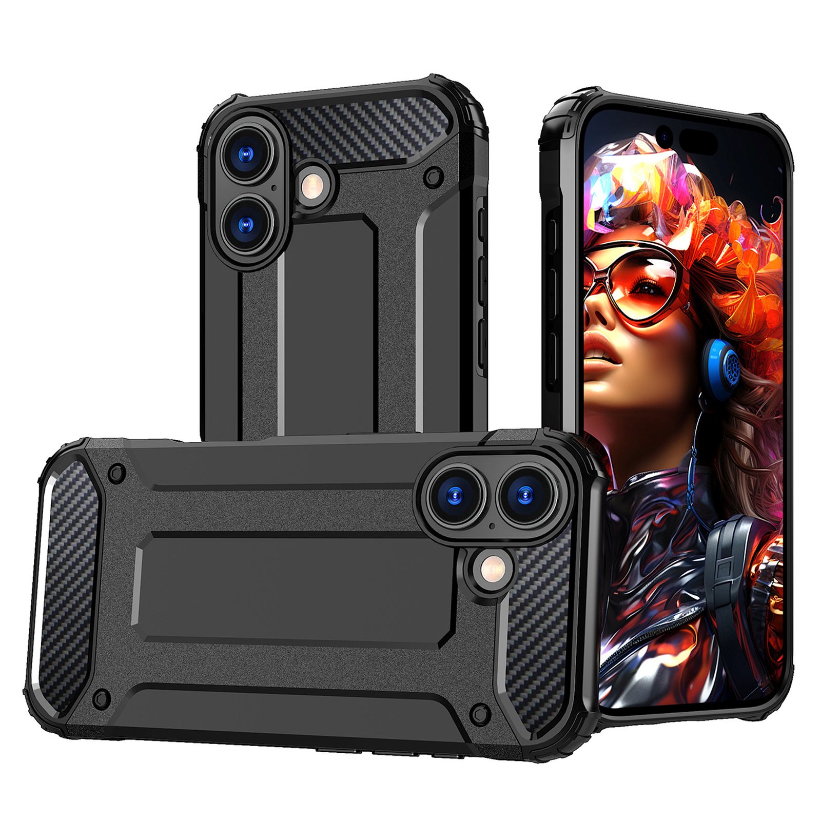 iPhone 17 Hybrid Armor vāciņš - melns