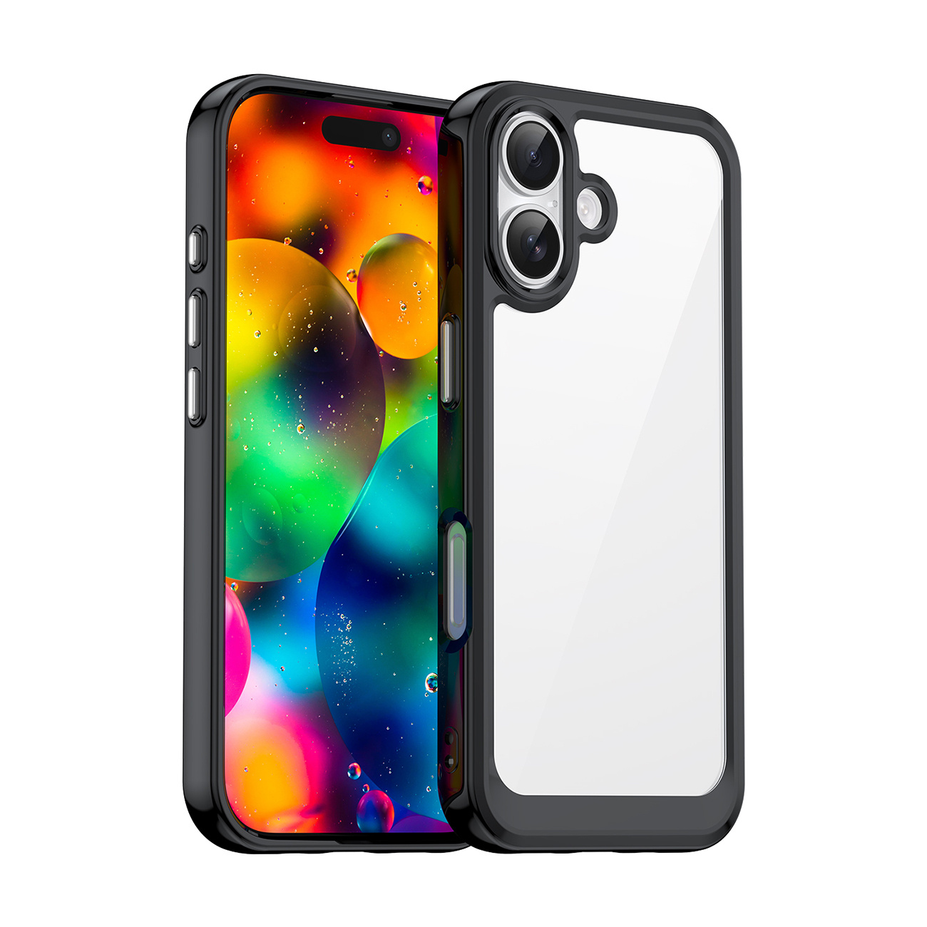 iPhone 17 Outer Space vāciņš - melns caurspīdīgs