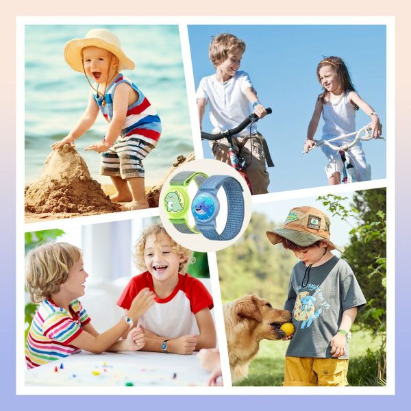 Apple AirTag maciņš ar neilona siksniņu bērniem - varavīksnes zieds