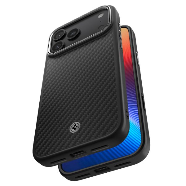 iPhone 17 Pro Max Enzo Aramid T MagSafe vāciņš - melns-sudrabains