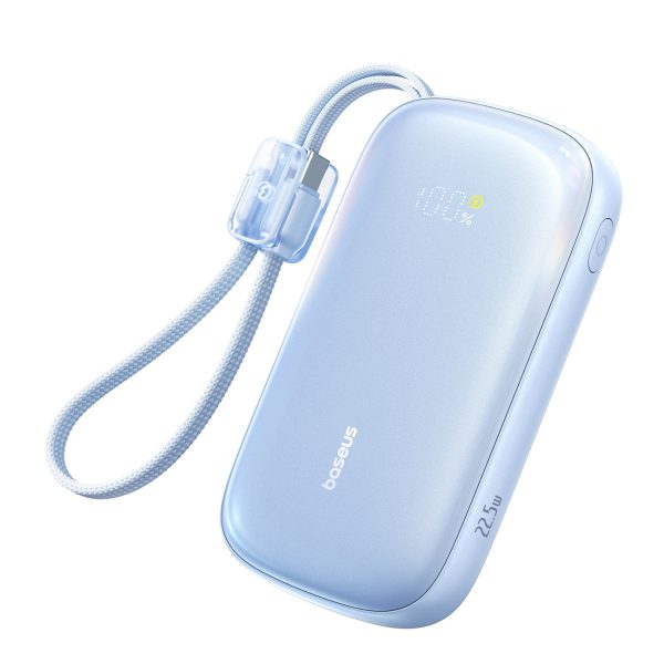 Powerbank 20000mAh 22.5W ar displeju un kabeli EnerFill FC21 Qpow 3 Ultra - zils