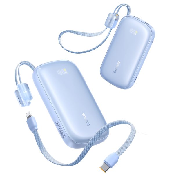 Powerbank 20000mAh 22.5W ar displeju un kabeli EnerFill FC21 Qpow 3 Ultra - zils