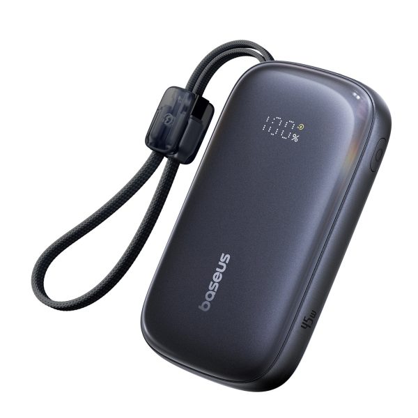 Powerbank 20000mAh 45W ar displeju un kabeli EnerFill FC21 Qpow 3 Ultra - melns
