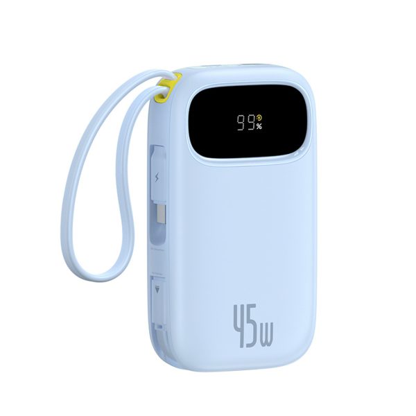EnerFill FC31 20000mAh 45W Powerbank ar displeju un USB-C Lightning kabeļiem - zils