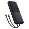 Powerbank 10000mAh 22.5W ar displeju, USB-C kabeļiem, iPhone Lightning Lipow - melns