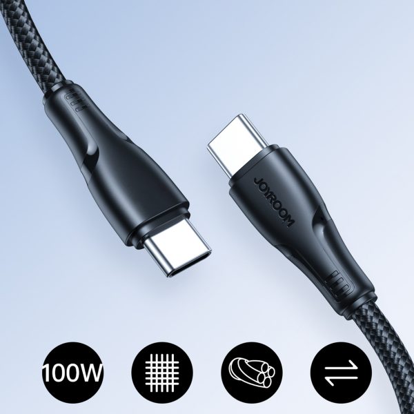 Kabel przewód w oplocie USB-C 60W 0.25m - czarny