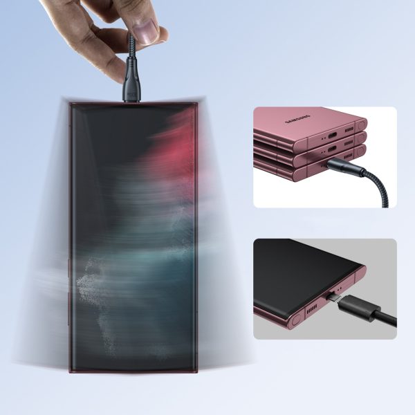 USB-C 60W pinuma kabelis 0,25 m - melns