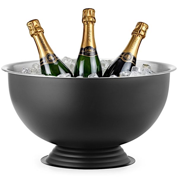 Tērauda šampanieša punša bļoda 13 l diametrs 393x214 mm - melna
