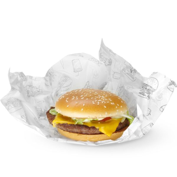 Papier pergaminowy do przekąsek frytek 25x35 cm wzór fast food - 500 szt.