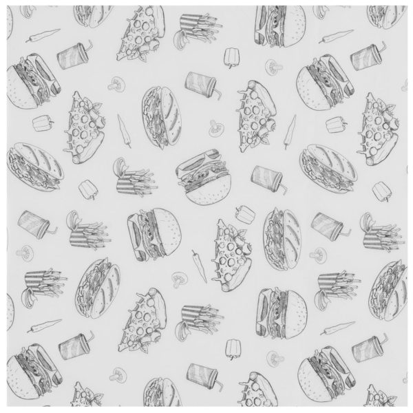 Papier pergaminowy do przekąsek frytek 30.5x30.5 cm wzór fast food - 500 szt.