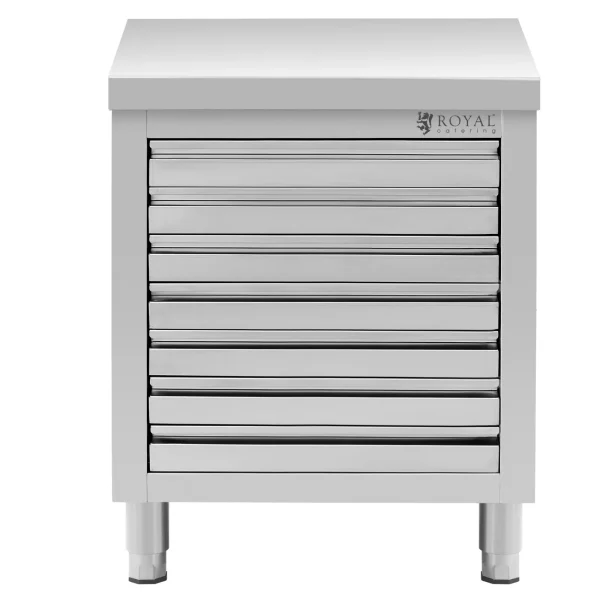 Gastronomiskais skapis picas mīklai, tērauda, 7 atvilktnes, 50 x 70 cm