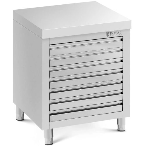 Gastronomiskais skapis picas mīklai, tērauda, 7 atvilktnes, 50 x 70 cm