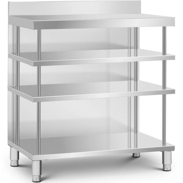 Bāra galds, darba virsma, ēdināšanas uzņēmums, ar apmali, 4 plaukti, TĒRAUDS, 100 x 60 x 105 cm