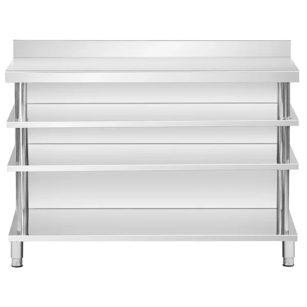 Bāra galds, darba virsma, ēdināšanas uzņēmums, ar apmali, 4 plaukti, TĒRAUDS, 150 x 30 x 105 cm