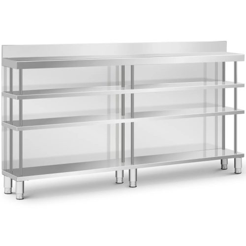 Bāra galds, darba virsma, ēdināšanas uzņēmums, ar apmali, 4 plaukti, TĒRAUDS, 200 x 30 x 105 cm