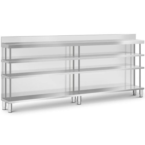 Bāra galds, darba virsma, ēdināšanas uzņēmums, ar apmali, 4 plaukti, TĒRAUDS, 250 x 30 x 105 cm