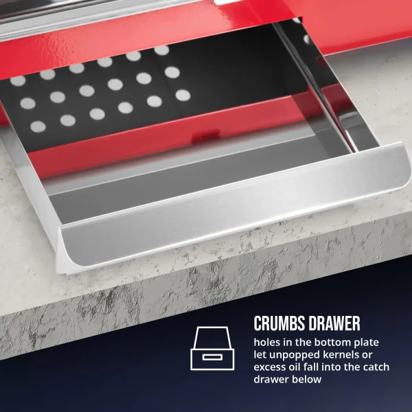 Retro popkorna ģenerators 1500 W 5 kg/h - sarkans