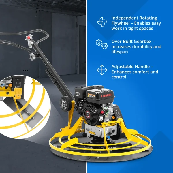 Benzīna špakteļlāpstiņa betona grīdām un klona virsmām 6,5 ZS 100 apgr./min