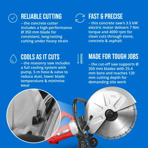 Elektriskais zāģis betona asfalta akmenim 120 mm 4000 apgr./min 3500 W
