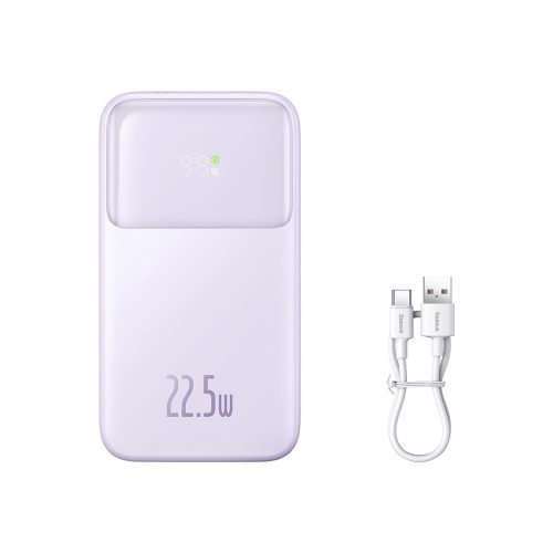 Powerbank ar displeju 20000mAh 22.5W Comet Series + USB-A - USB-C kabelis 0.3m violets