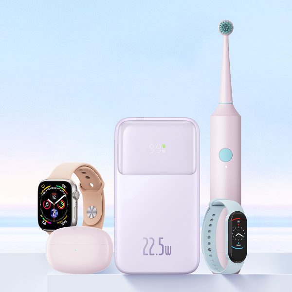 Powerbank ar displeju 20000mAh 22.5W Comet Series + USB-A - USB-C kabelis 0.3m violets