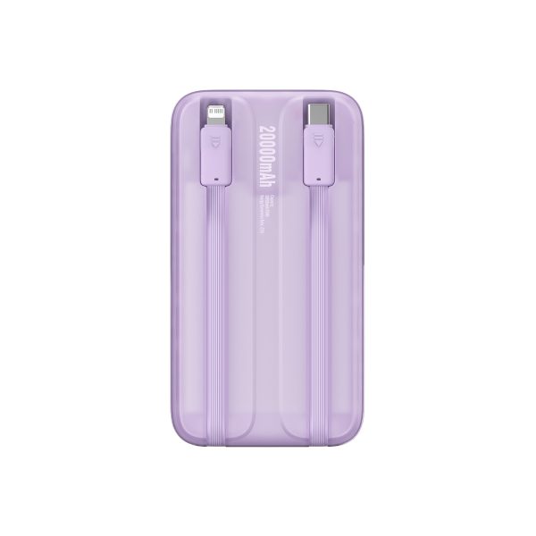 Powerbank ar displeju 20000mAh 22.5W Comet Series + USB-A - USB-C kabelis 0.3m violets