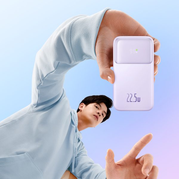 Powerbank ar displeju 20000mAh 22.5W Comet Series + USB-A - USB-C kabelis 0.3m violets