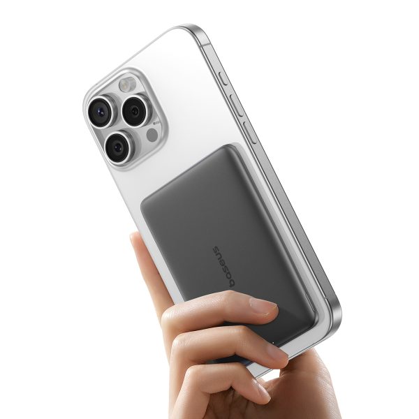 Ultraplāns 5000mAh 20W PicoGo AM41 MagSafe magnētiskais Power Bank ar 30 cm USB-C kabeli - melns