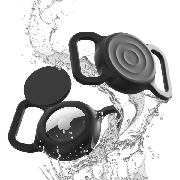 AirTag lokatora maciņš suņu vai kaķu kakla siksnai, silikons, ūdensizturīgs - melns