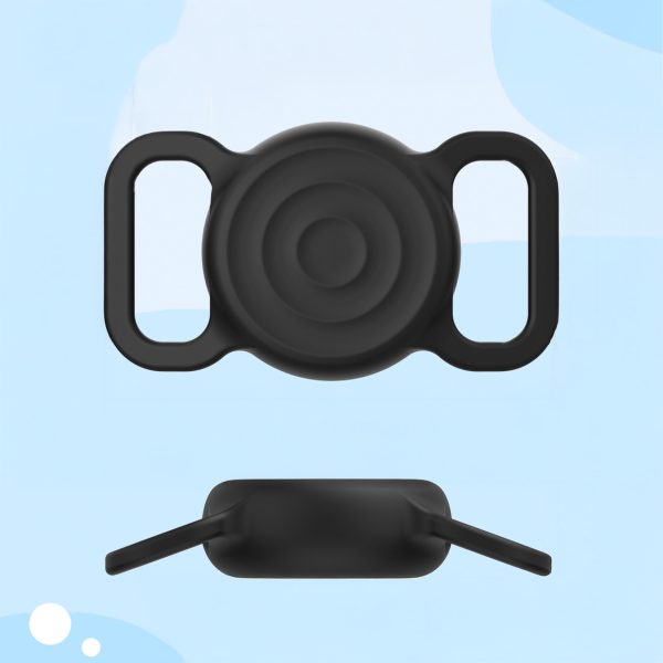 AirTag lokatora maciņš suņu vai kaķu kakla siksnai, silikons, ūdensizturīgs - melns