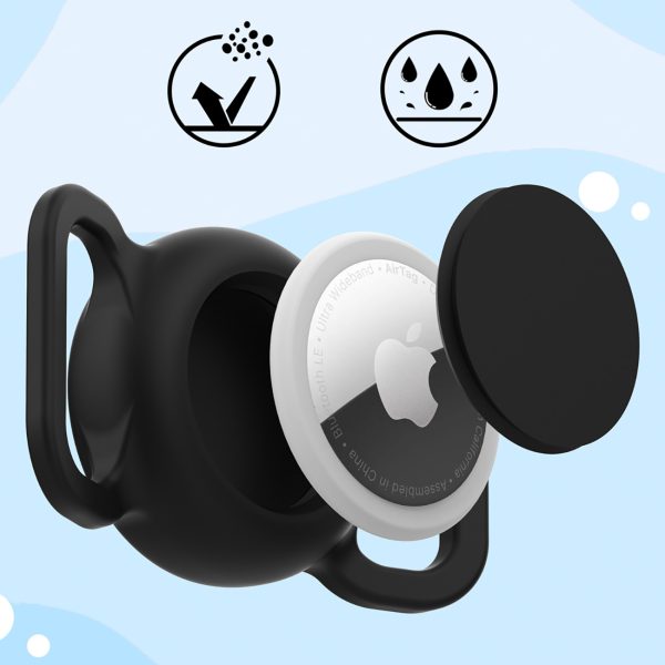 AirTag lokatora maciņš suņu vai kaķu kakla siksnai, silikons, ūdensizturīgs - melns