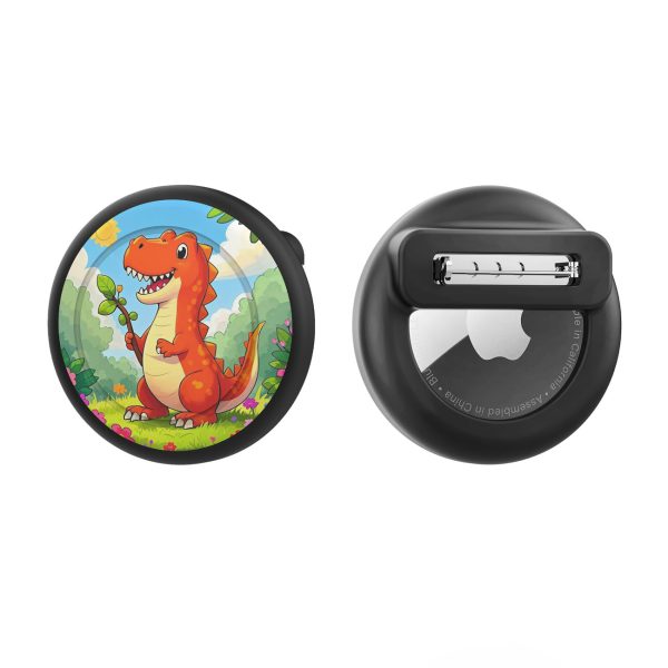 AirTag lokatora maciņš - melns dinozaurs