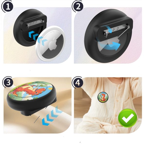 AirTag lokatora maciņš - melns dinozaurs