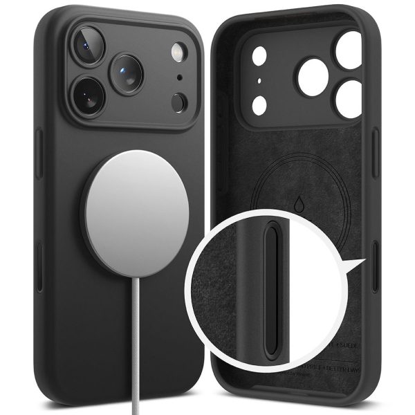 iPhone 17 Pro Max silikona magnētiskais MagSafe aizmugurējais vāciņš - melns