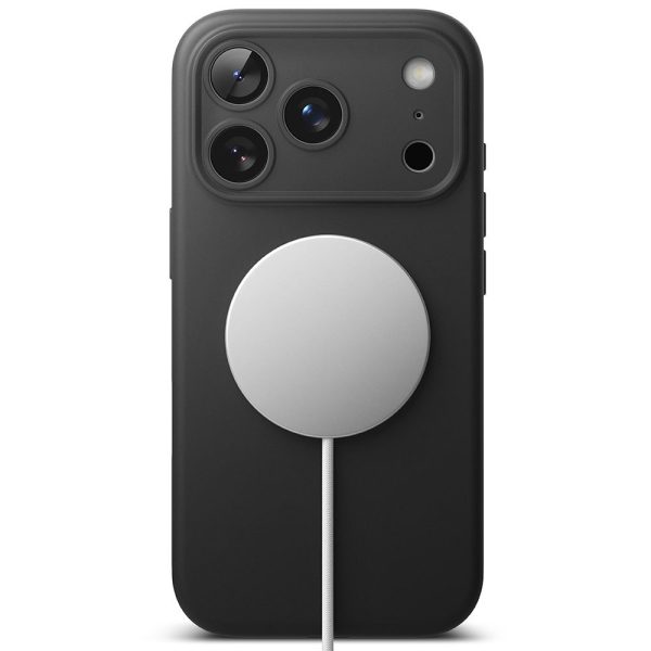 iPhone 17 Pro Max silikona magnētiskais MagSafe aizmugurējais vāciņš - melns