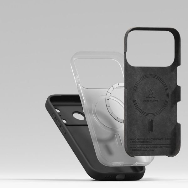 iPhone 17 Pro Max silikona magnētiskais MagSafe aizmugurējais vāciņš - melns