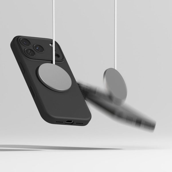 iPhone 17 Pro Max silikona magnētiskais MagSafe aizmugurējais vāciņš - melns