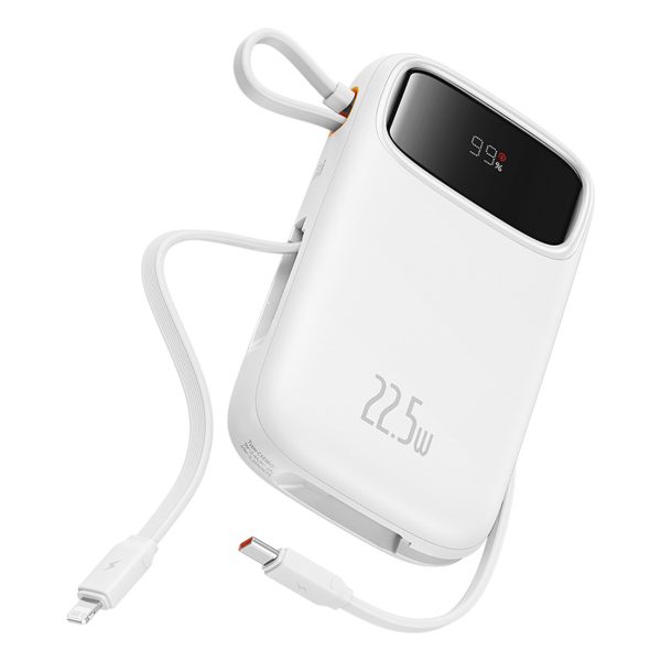 1031567-4-powerbank-qpow2-20000mah-wyswietlacz-hurtel-hurtownia-dropshipping.jpg Qpow2 20000mAh 22.5W Powerbank ar displeju, USB-C iPhone Lightning kabeļi - balts