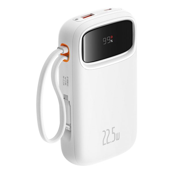 1031567-5-powerbank-qpow2-20000mah-wyswietlacz-hurtel-hurtownia-dropshipping.jpg Qpow2 20000mAh 22.5W Powerbank ar displeju, USB-C iPhone Lightning kabeļi - balts