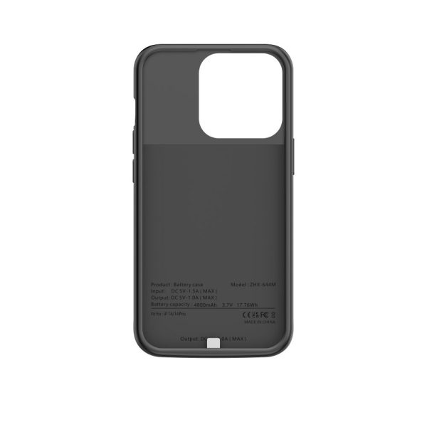 iPhone 14 / 14 Pro maciņš ar 4800mAh pārnēsājamo akumulatoru PowerCase - melns