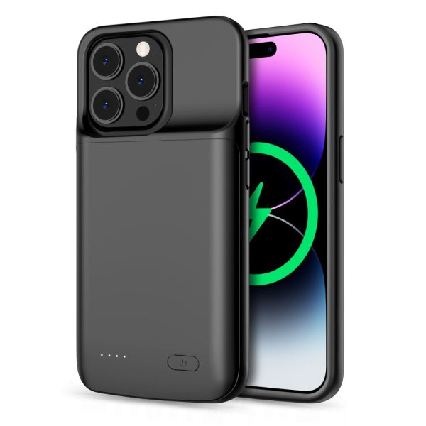iPhone 14 / 14 Pro maciņš ar 4800mAh pārnēsājamo akumulatoru PowerCase - melns