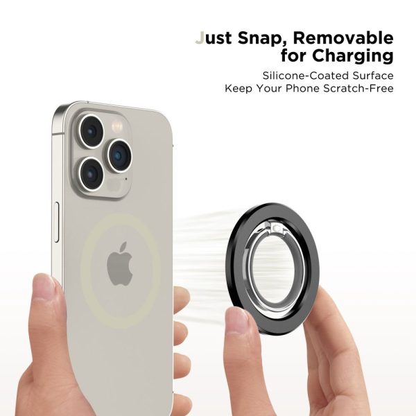 Magnētisks gredzena turētājs viedtālrunim uz pirksta MagSafe - melns