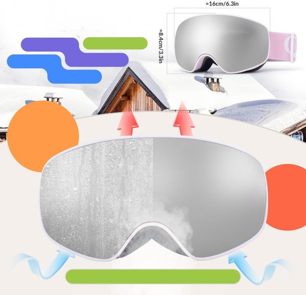 Bērnu slēpošanas brilles ar pretmiglošanas aizsardzību UV400 M/L - rozā